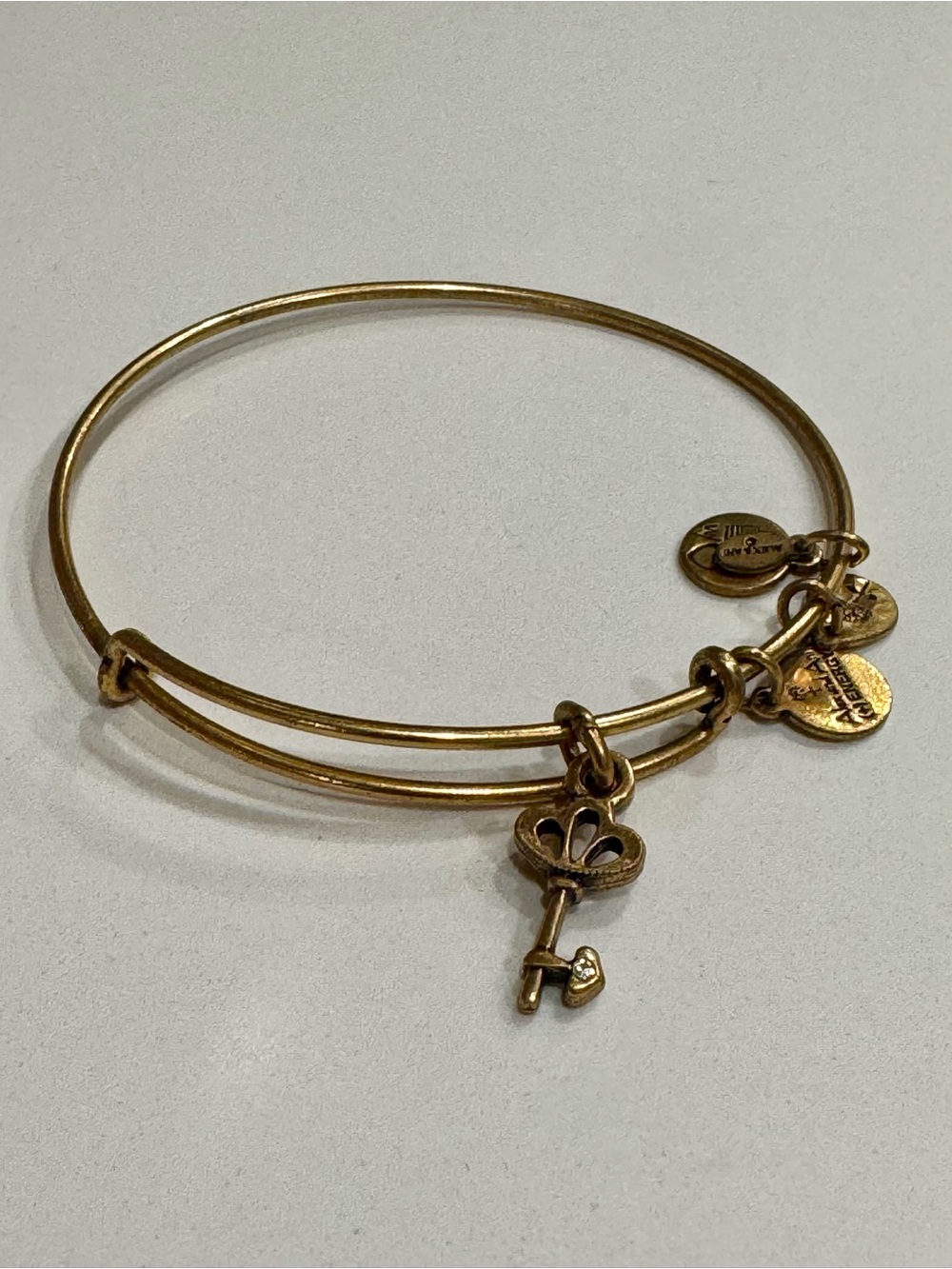 Alex and Ani Skeleton Key Charm Bangle Rafaelian Gold Bracelet